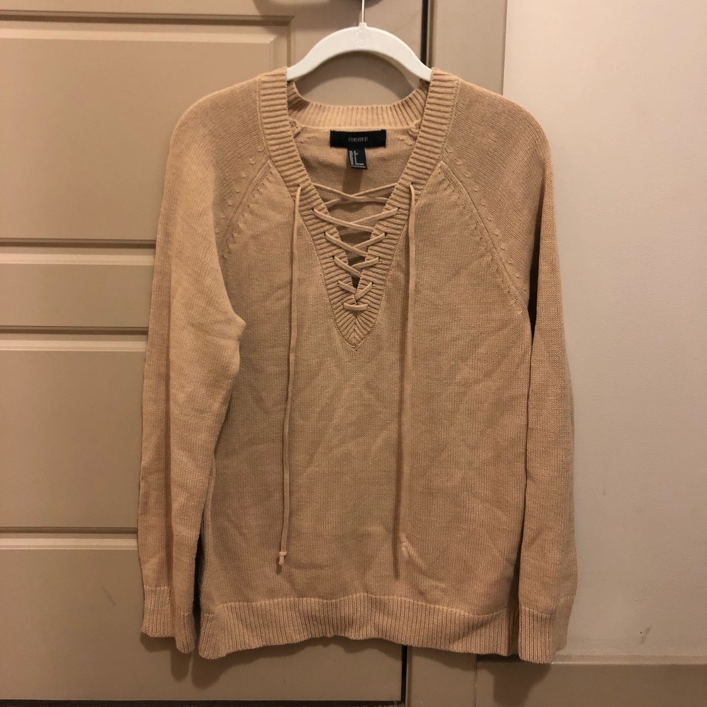 Forever21 lace up sweater